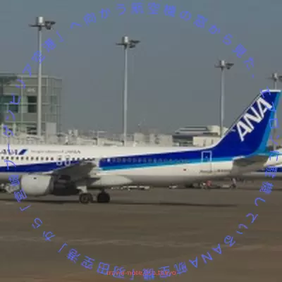 2019年3月、「羽田空港」から「宮崎ブーゲンビリア空港」へ向かう航空機の窓から、エプロンに駐機しているANA航空機を撮影しました