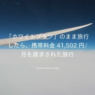 「ホワイトプラン」のまま旅行したら、携帯料金 41,502 円/月を請求された旅行